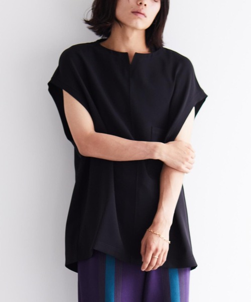 TAUPE(トープ)の「TAUPE/トープ/リラクションフレンチスリーブTEE(Tシャツ/カットソー・メンズ・ブラック/ベージュ・2/3)」の22枚目の写真