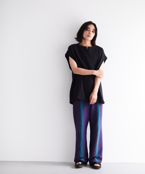 TAUPE(トープ)の「TAUPE/トープ/リラクションフレンチスリーブTEE(Tシャツ/カットソー・メンズ・ブラック/ベージュ・2/3)」の16枚目の写真