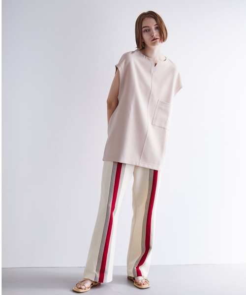 TAUPE(トープ)の「TAUPE/トープ/リラクションフレンチスリーブTEE(Tシャツ/カットソー・メンズ・ブラック/ベージュ・2/3)」の3枚目の写真