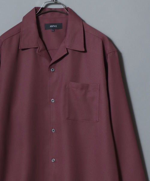 ANPAS(アンパス)の「ANPAS Exclusive Oversized Twill Open-Collar Shirt (Long Sleeve) /アンパス別注 ツイル オーバーサイズ オープンカラーシャツ / 長袖シャツ メンズ 開襟シャツ(シャツ/ブラウス・メンズ・ホワイト/チャコールグレー/ライトグレー/ブラック/ダークグリーン/ブルー/グレイッシュベージュ/ワイン/ホワイト系その他/ブラウン/ネイビー/マルーン・M/L)」の11枚目の写真