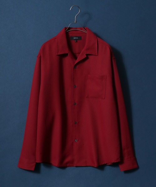 ANPAS(アンパス)の「ANPAS Twill Fabric Oversized Open Collar Shirt/別注 ツイル オーバーサイズ オープンカラーシャツ / 長袖シャツ メンズ 開襟シャツ(シャツ/ブラウス・メンズ・ホワイト/チャコールグレー/ライトグレー/ブラック/ダークグリーン/ブルー/グレイッシュベージュ/ワイン/ホワイト系その他/ブラウン・M/L)」の10枚目の写真