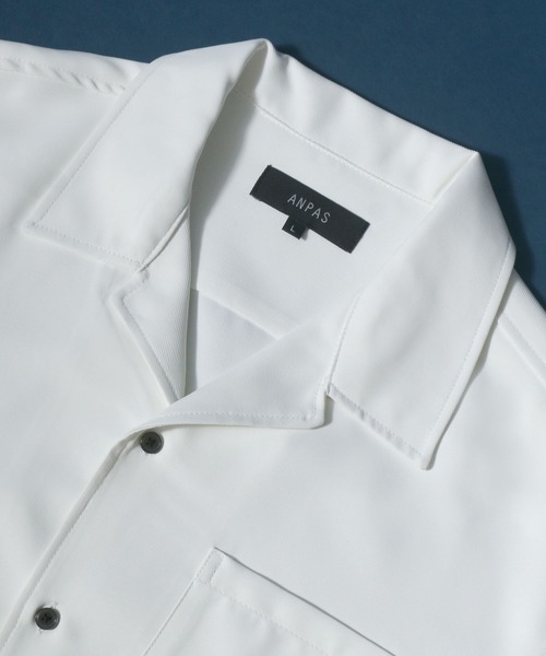 ANPAS(アンパス)の「ANPAS Twill Fabric Oversized Open Collar Shirt/別注 ツイル オーバーサイズ オープンカラーシャツ / 長袖シャツ メンズ 開襟シャツ(シャツ/ブラウス・メンズ・ホワイト/チャコールグレー/ライトグレー/ブラック/ダークグリーン/ブルー/グレイッシュベージュ/ワイン/ホワイト系その他/ブラウン・M/L)」の20枚目の写真