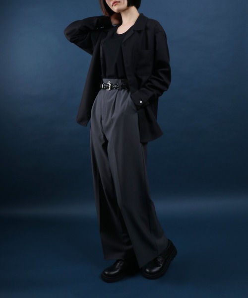 ANPAS(アンパス)の「ANPAS Exclusive Oversized Twill Open-Collar Shirt (Long Sleeve) /アンパス別注 ツイル オーバーサイズ オープンカラーシャツ / 長袖シャツ メンズ 開襟シャツ(シャツ/ブラウス・メンズ・ホワイト/チャコールグレー/ライトグレー/ブラック/ダークグリーン/ブルー/グレイッシュベージュ/ワイン/ホワイト系その他/ブラウン/ネイビー/マルーン・M/L)」の19枚目の写真
