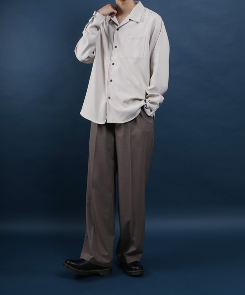 ANPAS(アンパス)の「ANPAS Exclusive Oversized Twill Open-Collar Shirt (Long Sleeve) /アンパス別注 ツイル オーバーサイズ オープンカラーシャツ / 長袖シャツ メンズ 開襟シャツ(シャツ/ブラウス・メンズ・ホワイト/チャコールグレー/ライトグレー/ブラック/ダークグリーン/ブルー/グレイッシュベージュ/ワイン/ホワイト系その他/ブラウン/ネイビー/マルーン・M/L)」の20枚目の写真