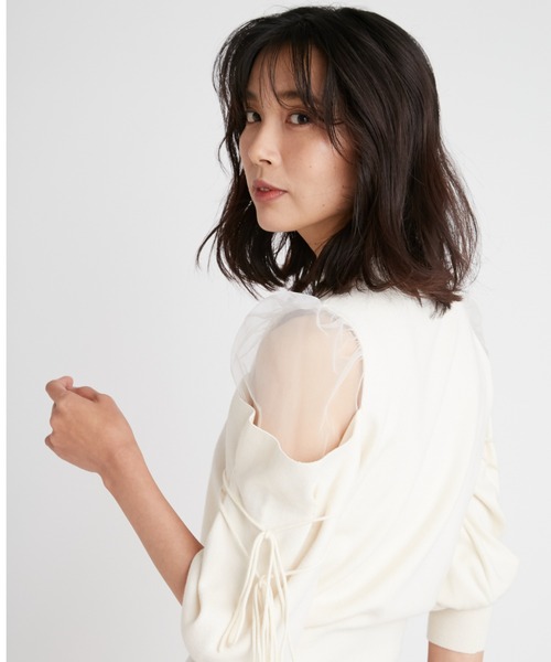 SNIDEL（スナイデル）の「シースルーショルダーニットプル