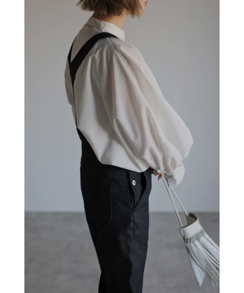 Bonjour Sagan（ボンジュールサガン）の「フロントスリットデニムサロペット（サロペット/オーバーオール・レディース・ブラック/ブラウン・FREE）」の4枚目の写真