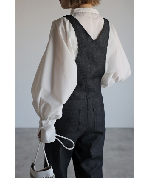 Bonjour Sagan（ボンジュールサガン）の「フロントスリットデニムサロペット（サロペット/オーバーオール・レディース・ブラック/ブラウン・FREE）」の6枚目の写真