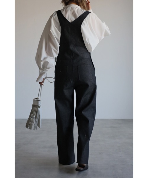 Bonjour Sagan（ボンジュールサガン）の「フロントスリットデニムサロペット（サロペット/オーバーオール・レディース・ブラック/ブラウン・FREE）」の7枚目の写真