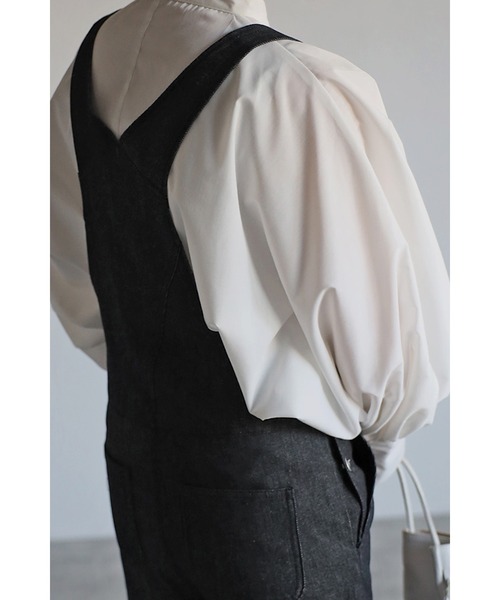 Bonjour Sagan（ボンジュールサガン）の「フロントスリットデニムサロペット（サロペット/オーバーオール・レディース・ブラック/ブラウン・FREE）」の8枚目の写真