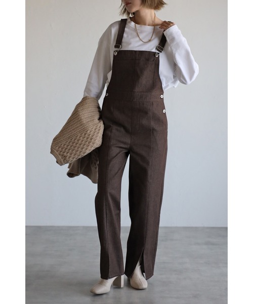 Bonjour Sagan（ボンジュールサガン）の「フロントスリットデニムサロペット（サロペット/オーバーオール・レディース・ブラック/ブラウン・FREE）」の10枚目の写真