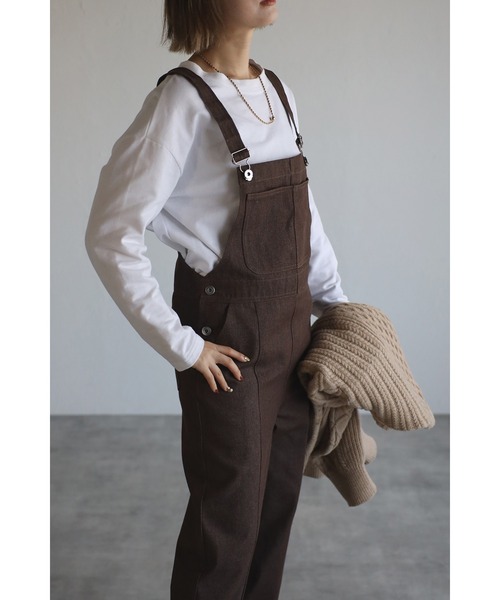 Bonjour Sagan（ボンジュールサガン）の「フロントスリットデニムサロペット（サロペット/オーバーオール・レディース・ブラック/ブラウン・FREE）」の11枚目の写真