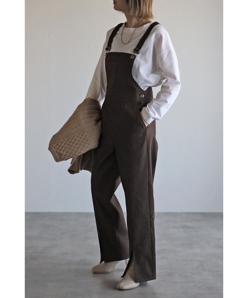 Bonjour Sagan（ボンジュールサガン）の「フロントスリットデニムサロペット（サロペット/オーバーオール・レディース・ブラック/ブラウン・FREE）」の12枚目の写真