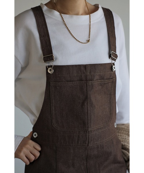 Bonjour Sagan（ボンジュールサガン）の「フロントスリットデニムサロペット（サロペット/オーバーオール・レディース・ブラック/ブラウン・FREE）」の15枚目の写真