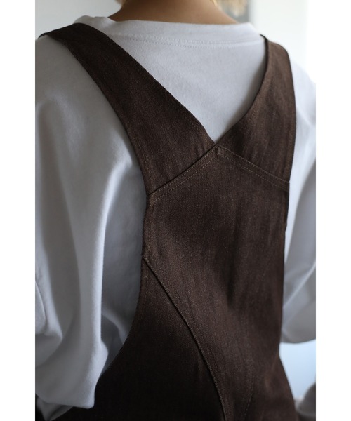 Bonjour Sagan（ボンジュールサガン）の「フロントスリットデニムサロペット（サロペット/オーバーオール・レディース・ブラック/ブラウン・FREE）」の16枚目の写真