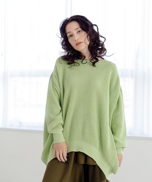 OSMOSIS ブラック スリット ビッグカットソー ゆったり Tシャツ・カットソー | OSMOSIS loaf
