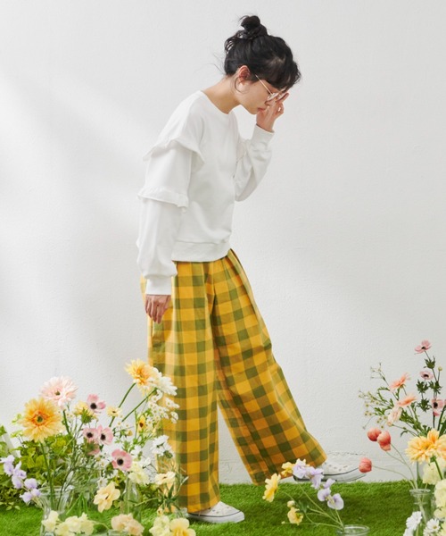 MERLOT（メルロー）の「ギンガムチェックストレートパンツ（その他 