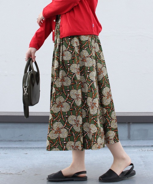 LE GLAZIK｜ギャザー スカート GATHERED SKIRT マキシ丈 フレア