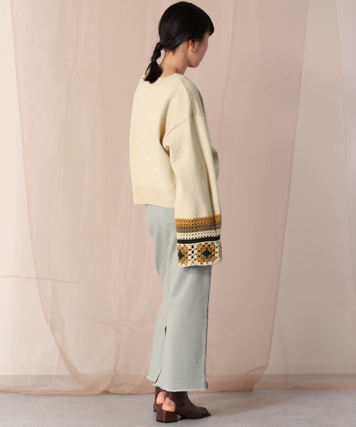 cepo（セポ）の「クロシェデザインニット（ニット/セーター・レディース・オフホワイト/ブルー・M）」の8枚目の写真