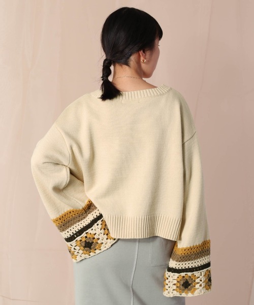 cepo（セポ）の「クロシェデザインニット（ニット/セーター・レディース・オフホワイト/ブルー・M）」の4枚目の写真