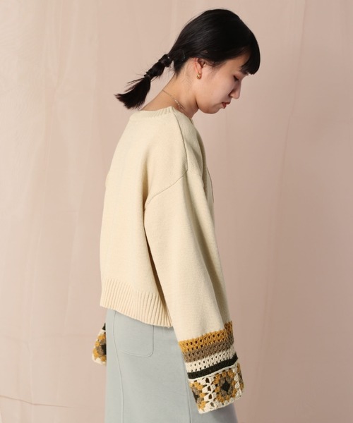 cepo（セポ）の「クロシェデザインニット（ニット/セーター・レディース・オフホワイト/ブルー・M）」の3枚目の写真