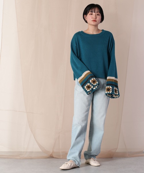 cepo（セポ）の「クロシェデザインニット（ニット/セーター・レディース・オフホワイト/ブルー・M）」の13枚目の写真