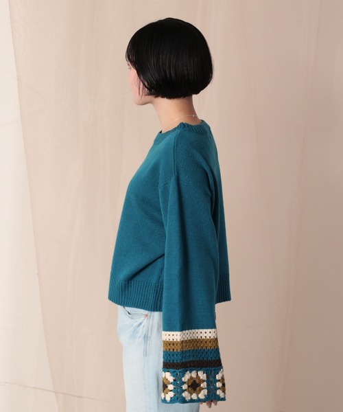 cepo（セポ）の「クロシェデザインニット（ニット/セーター・レディース・オフホワイト/ブルー・M）」の11枚目の写真