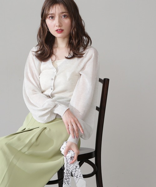 N.（N. Natural Beauty Basic）（エヌエヌナチュラルビューティーベーシック）の「◆レヴィータＶカーディガン（カーディガン/ボレロ・レディース・アイボリー/ブラック/モカ/パープル/ピンク/グリーン/クリーム・MEDIUM）」の2枚目の写真