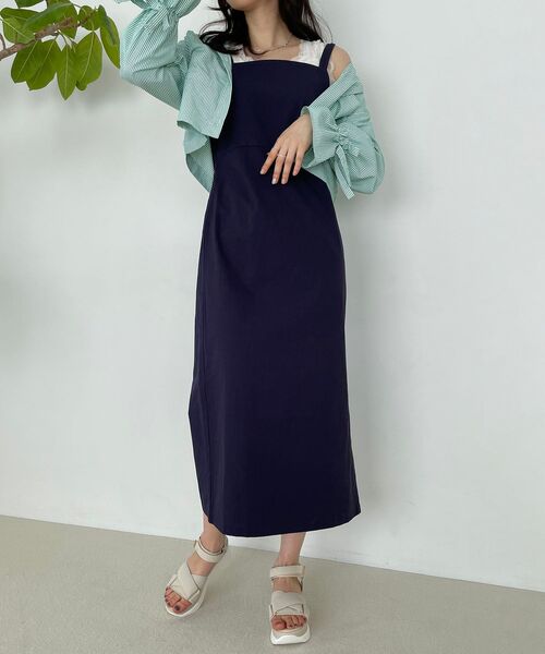 MAJESTIC LEGON（マジェスティックレゴン）の「Ladyスリムキャミワンピース（ワンピース・レディース・ベージュ/ネイビー/サックスブルー・SMALL/MEDIUM）」の6枚目の写真