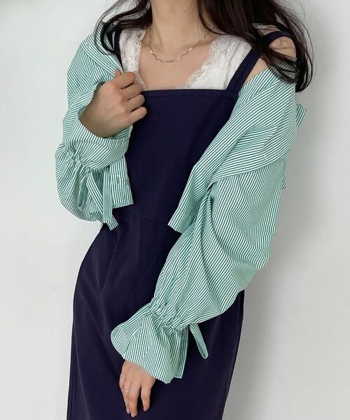 MAJESTIC LEGON（マジェスティックレゴン）の「Ladyスリムキャミワンピース（ワンピース・レディース・ベージュ/ネイビー/サックスブルー・SMALL/MEDIUM）」の9枚目の写真