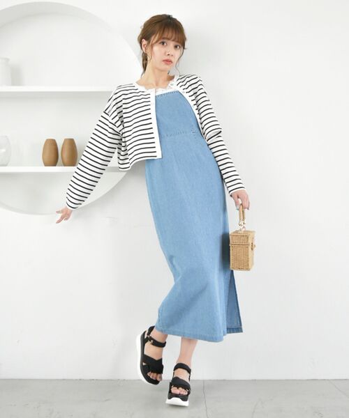 MAJESTIC LEGON（マジェスティックレゴン）の「Ladyスリムキャミワンピース（ワンピース・レディース・ベージュ/ネイビー/サックスブルー・SMALL/MEDIUM）」の10枚目の写真