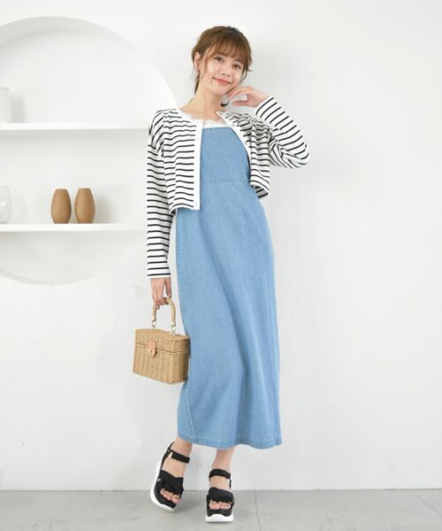 MAJESTIC LEGON（マジェスティックレゴン）の「Ladyスリムキャミワンピース（ワンピース・レディース・ベージュ/ネイビー/サックスブルー・SMALL/MEDIUM）」の12枚目の写真