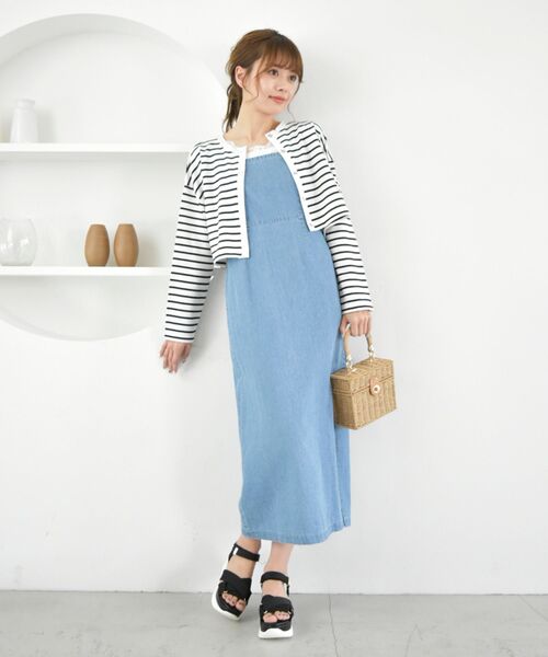 MAJESTIC LEGON（マジェスティックレゴン）の「Ladyスリムキャミワンピース（ワンピース・レディース・ベージュ/ネイビー/サックスブルー・SMALL/MEDIUM）」の13枚目の写真