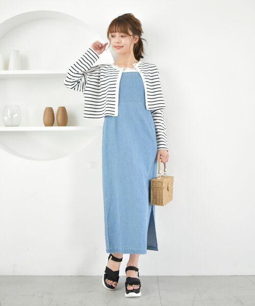 MAJESTIC LEGON（マジェスティックレゴン）の「Ladyスリムキャミワンピース（ワンピース・レディース・ベージュ/ネイビー/サックスブルー・SMALL/MEDIUM）」の14枚目の写真