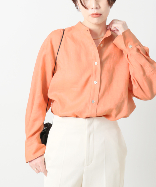 journal standard L'essage(ジャーナルスタンダードレサージュ)の「コンチネンタルリネンビッグシャツ(シャツ/ブラウス・レディース・ナチュラル/ホワイト/オレンジ系その他/ブラック・FREE)」の4枚目の写真