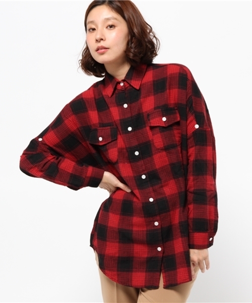OUTLET（アウトレット）の「【WHO'S WHO gallery】TBバッファローチェックシャツ（シャツ/ブラウス・レディース・ブルー/レッド/ホワイト・FREE）」の3枚目の写真