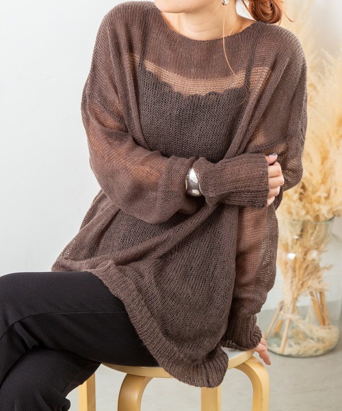 PICHI(ピイチ)の「モヘアタッチシアールーズニット(ニット/セーター・レディース・パープル/ブルー/サーモンピンク/チャコール・FREE)」の2枚目の写真