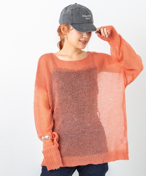 PICHI(ピイチ)の「モヘアタッチシアールーズニット(ニット/セーター・レディース・パープル/ブルー/サーモンピンク/チャコール・FREE)」の5枚目の写真