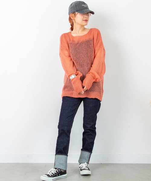 PICHI(ピイチ)の「モヘアタッチシアールーズニット(ニット/セーター・レディース・パープル/ブルー/サーモンピンク/チャコール・FREE)」の12枚目の写真