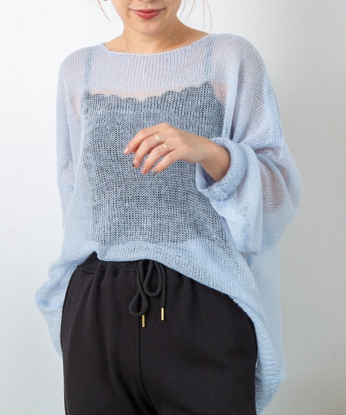 PICHI(ピイチ)の「モヘアタッチシアールーズニット(ニット/セーター・レディース・パープル/ブルー/サーモンピンク/チャコール・FREE)」の15枚目の写真