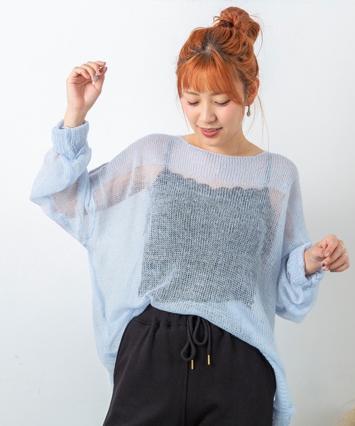 PICHI(ピイチ)の「モヘアタッチシアールーズニット(ニット/セーター・レディース・パープル/ブルー/サーモンピンク/チャコール・FREE)」の16枚目の写真