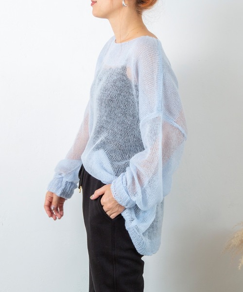 PICHI(ピイチ)の「モヘアタッチシアールーズニット(ニット/セーター・レディース・パープル/ブルー/サーモンピンク/チャコール・FREE)」の17枚目の写真