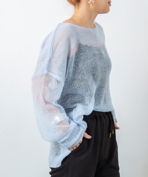 PICHI(ピイチ)の「モヘアタッチシアールーズニット(ニット/セーター・レディース・パープル/ブルー/サーモンピンク/チャコール・FREE)」の18枚目の写真