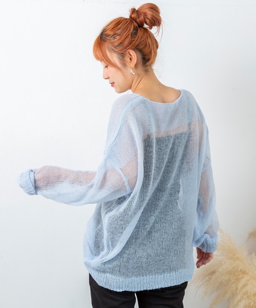 PICHI(ピイチ)の「モヘアタッチシアールーズニット(ニット/セーター・レディース・パープル/ブルー/サーモンピンク/チャコール・FREE)」の21枚目の写真