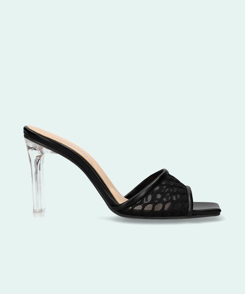 MAMIAN（マミアン）の「メッシュデザイン クリアヒール ミュール (8.5cmヒール)（サンダル・レディース・ブラック/グレイッシュベージュ/ホワイト・L/M/S）」の18枚目の写真