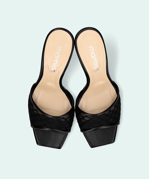 MAMIAN（マミアン）の「メッシュデザイン クリアヒール ミュール (8.5cmヒール)（サンダル・レディース・ブラック/グレイッシュベージュ/ホワイト・L/M/S）」の8枚目の写真