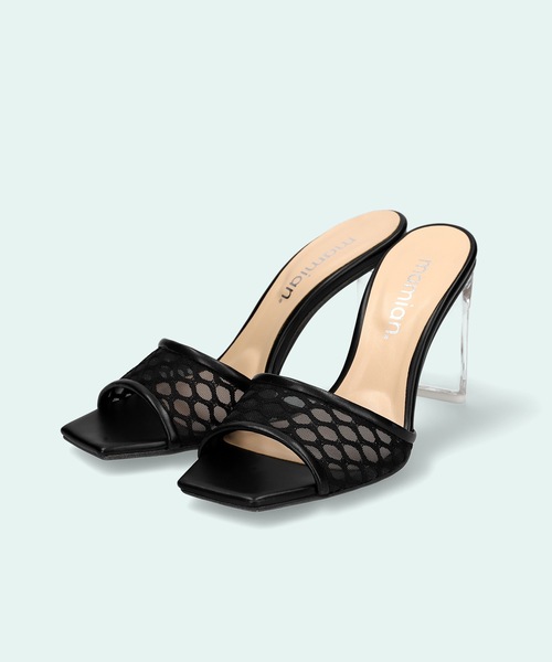 MAMIAN（マミアン）の「メッシュデザイン クリアヒール ミュール (8.5cmヒール)（サンダル・レディース・ブラック/グレイッシュベージュ/ホワイト・L/M/S）」の11枚目の写真