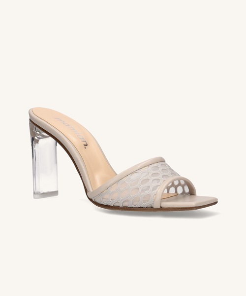 MAMIAN（マミアン）の「メッシュデザイン クリアヒール ミュール (8.5cmヒール)（サンダル・レディース・ブラック/グレイッシュベージュ/ホワイト・L/M/S）」の9枚目の写真