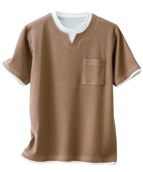 SPENDY'S Store（スペンディーズストア）の「ワッフル生地レイヤード風Ｔシャツ（Tシャツ/カットソー・メンズ・ブラック/ベージュ/グレー・LL/M/L）」の13枚目の写真