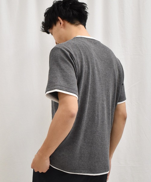 SPENDY'S Store（スペンディーズストア）の「ワッフル生地レイヤード風Ｔシャツ（Tシャツ/カットソー・メンズ・ブラック/ベージュ/グレー・LL/M/L）」の15枚目の写真