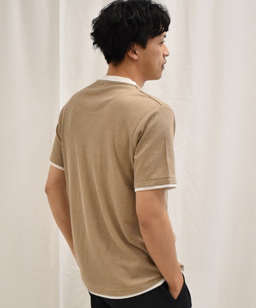 SPENDY'S Store（スペンディーズストア）の「ワッフル生地レイヤード風Ｔシャツ（Tシャツ/カットソー・メンズ・ブラック/ベージュ/グレー・LL/M/L）」の19枚目の写真
